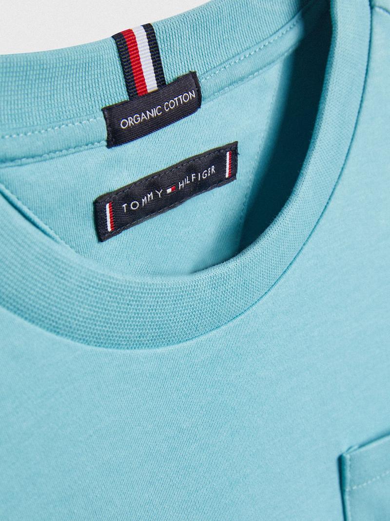 Fiú Tommy Hilfiger Pocket Póló Aqua | HU 2285GSO